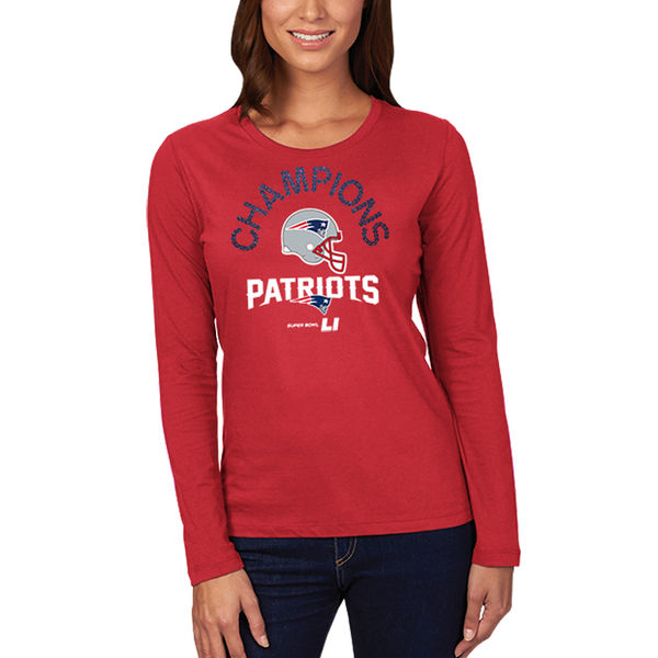 New England Patriots Majestic Women's Super Bowl LI Champions Be My Icon Long Sleeve T-Shirt - Red